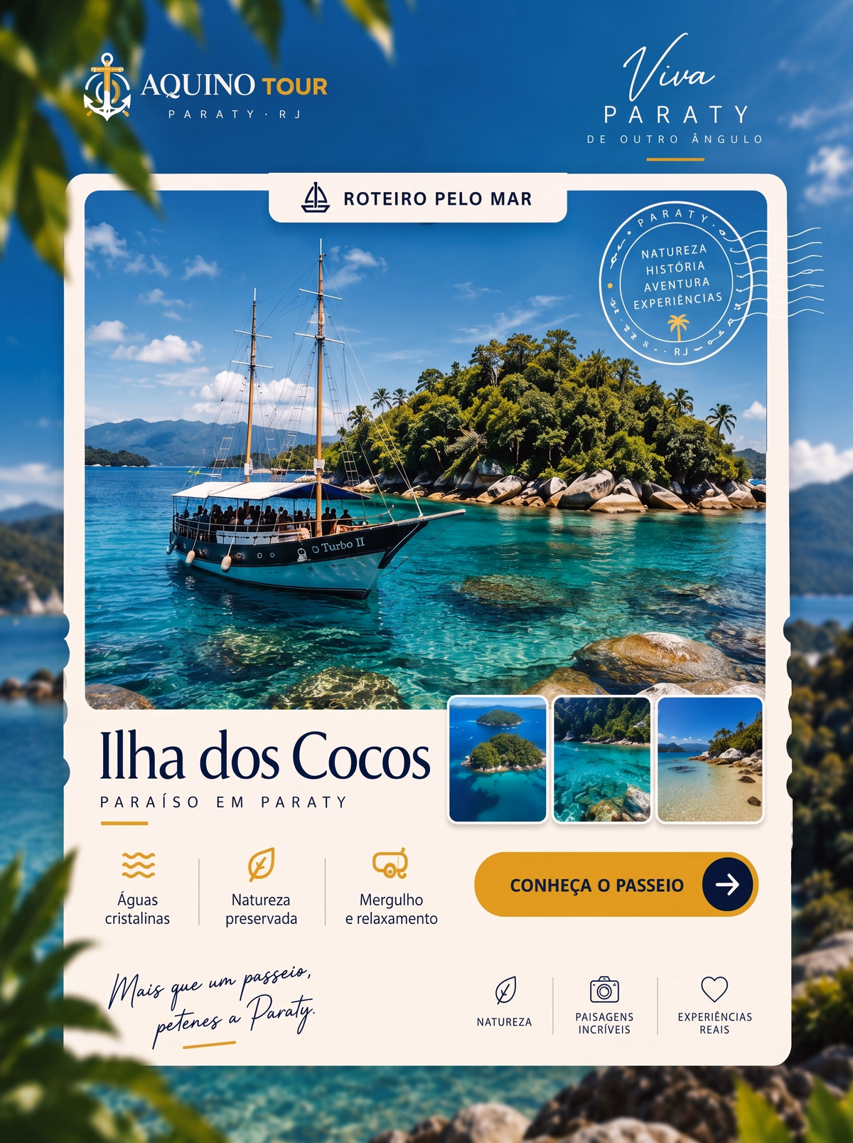 Roteiro Ilha dos Cocos em Paraty - Aquino Tour