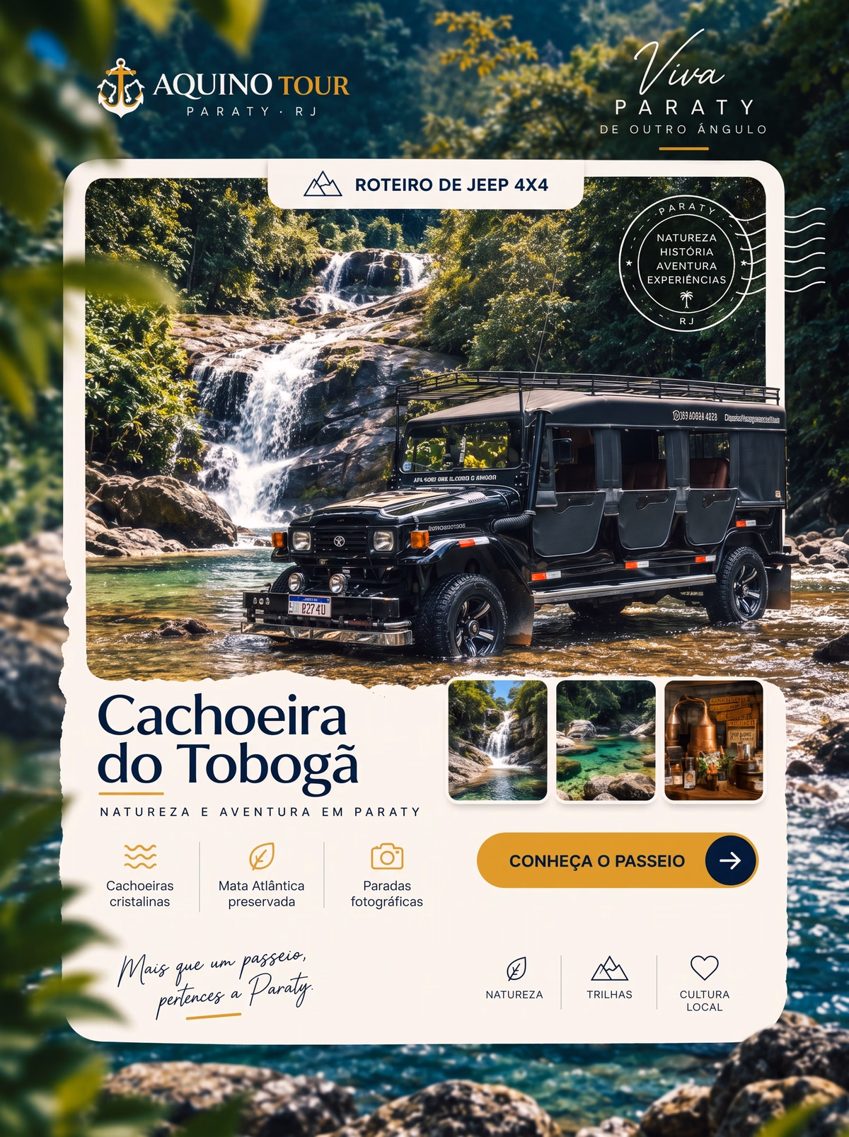 Roteiro Cachoeira do Tobogã em Paraty - Aquino Tour