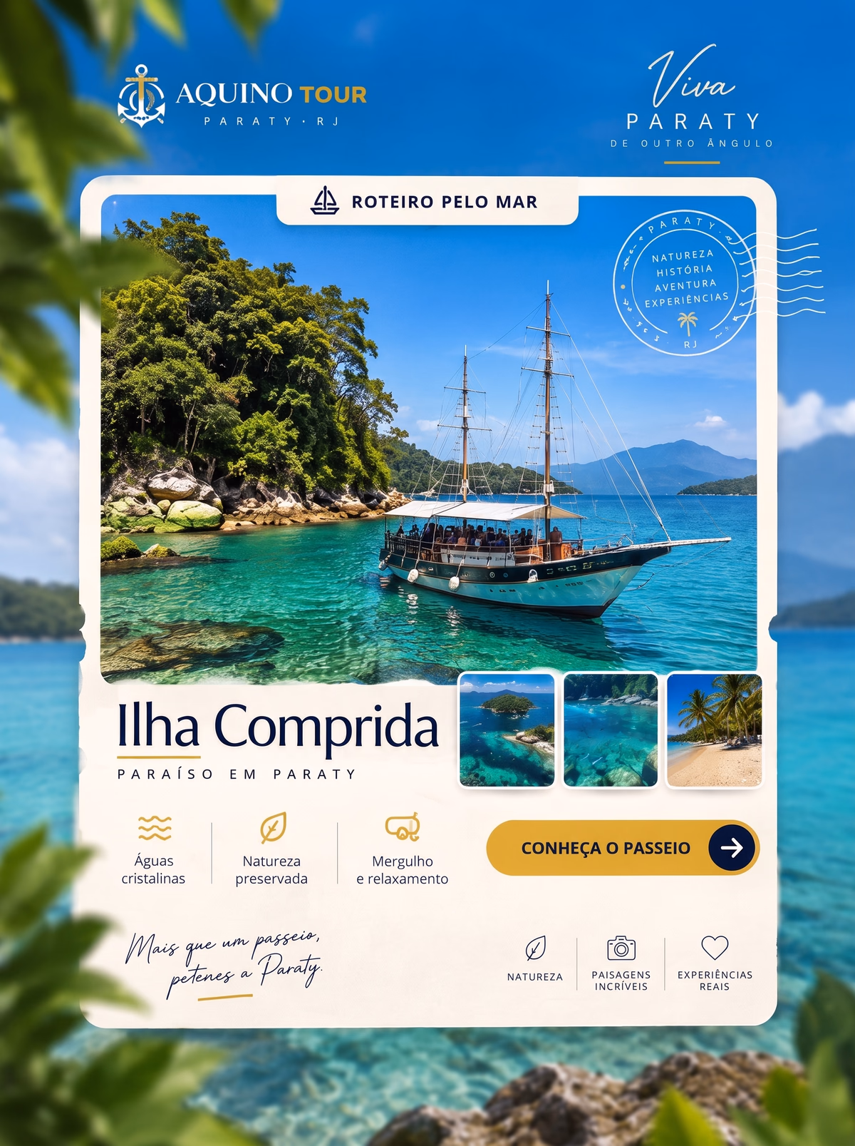 Roteiro Ilha Comprida em Paraty - Aquino Tour